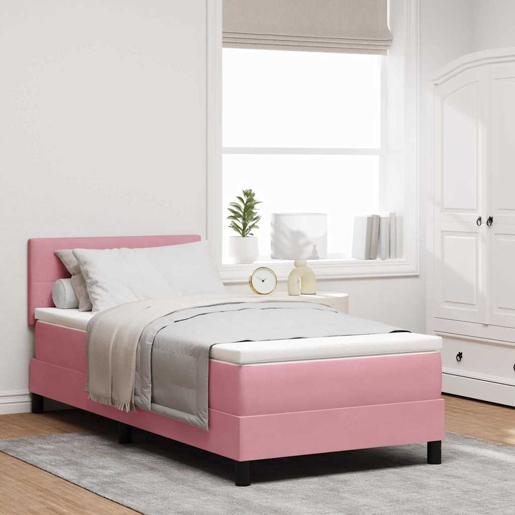 vidaXL Cama tipo Box Spring con cabecera Rosa 100 x 200 cm Terciopelo