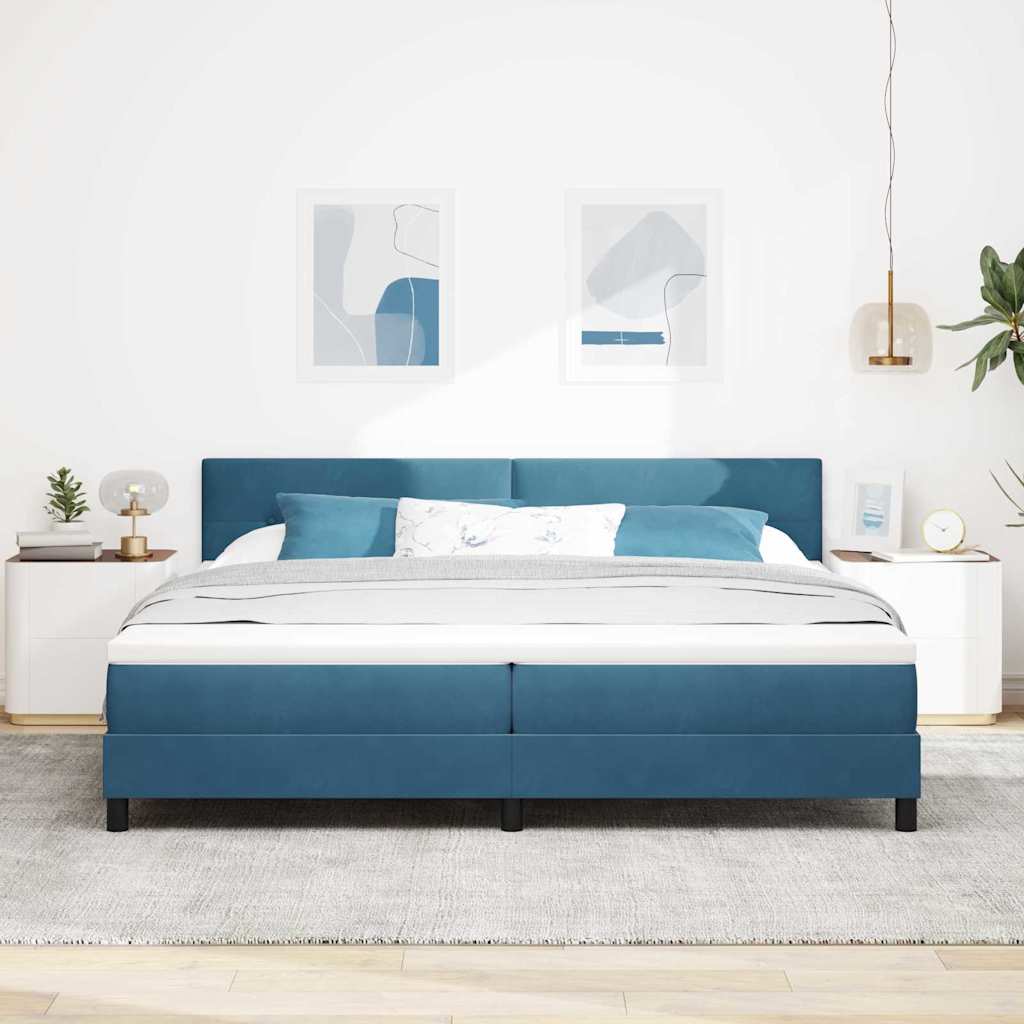 vidaXL Cama tipo Box Spring Azul Oscuro 200 x 200 cm Terciopelo