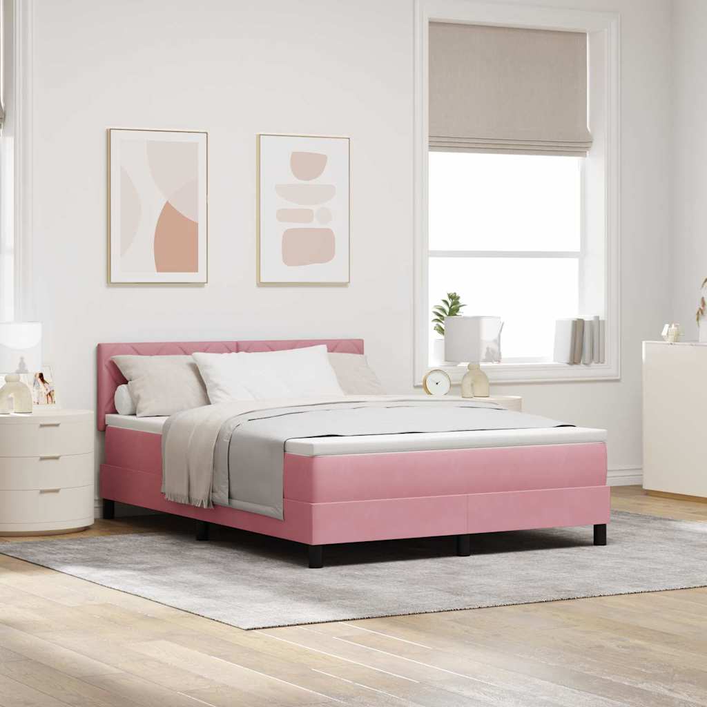 vidaXL Cama tipo Box Spring con cabecera Rosa 140 x 190 cm Terciopelo