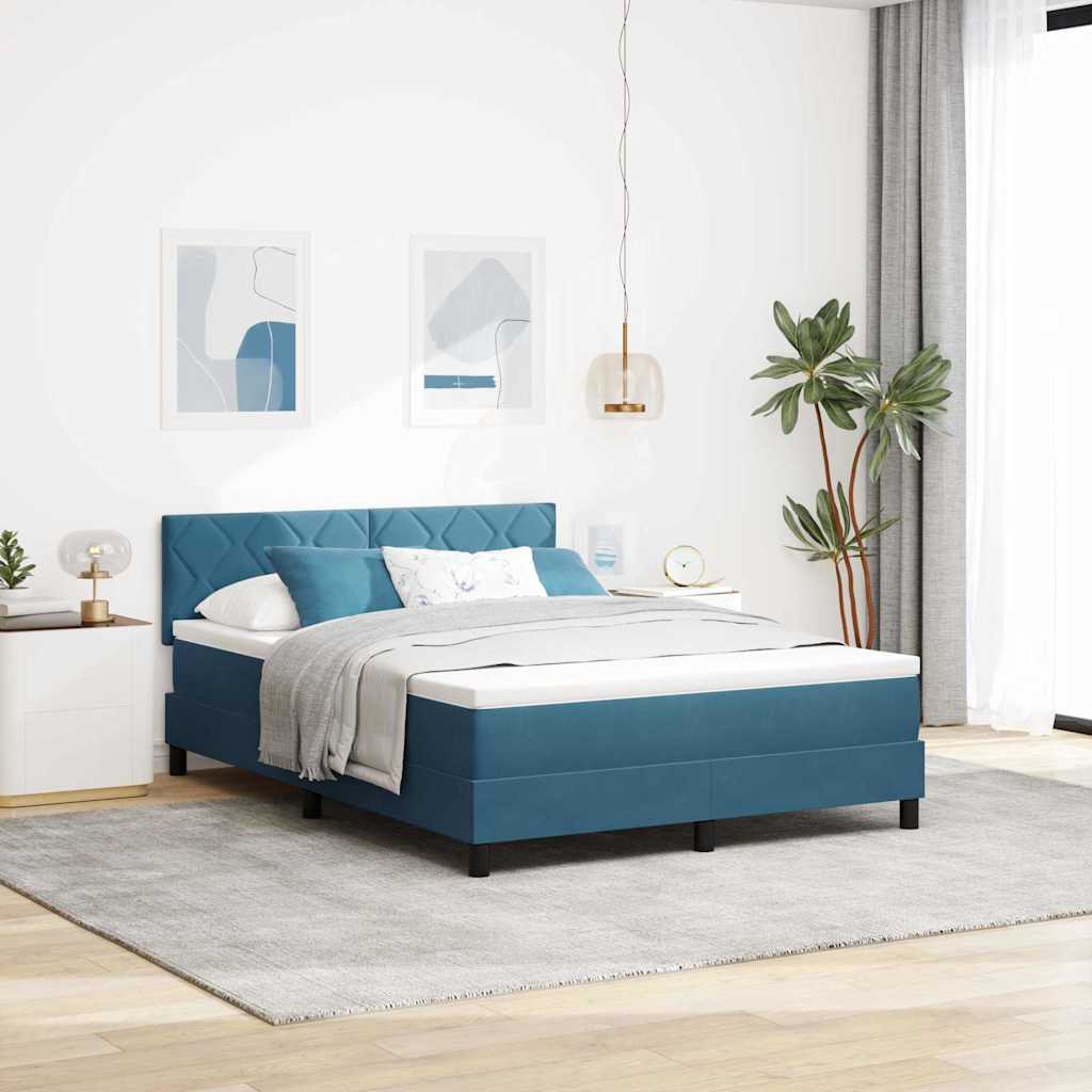 vidaXL Cama tipo Box Spring Azul Oscuro 140 x 200 cm Terciopelo