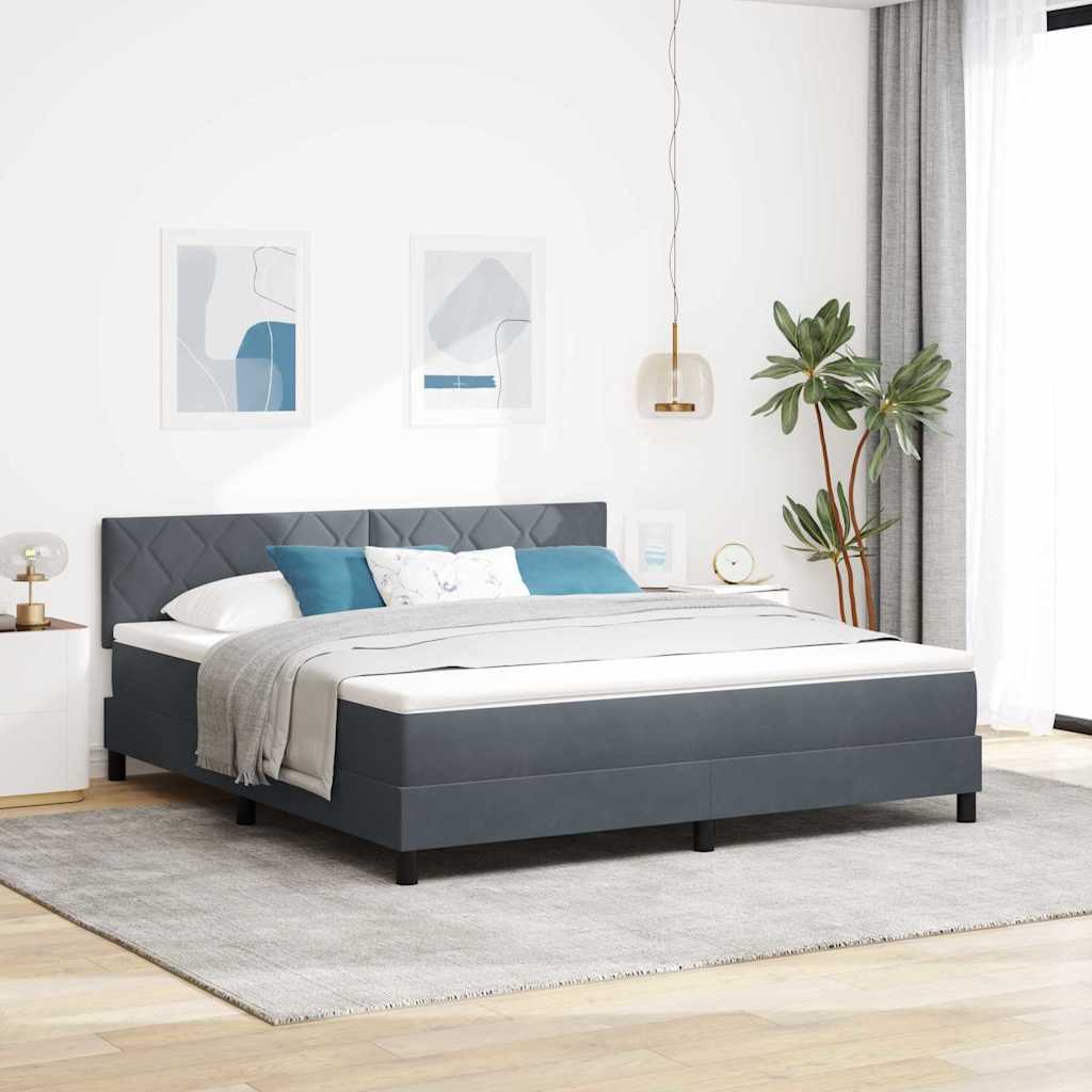 vidaXL Cama tipo Box Spring Gris oscuro 180 x 200 cm Terciopelo