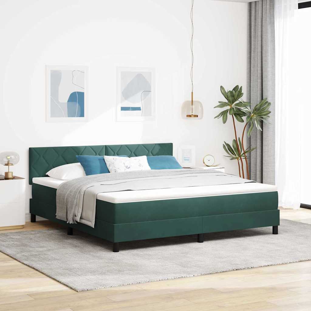 vidaXL Cama tipo Box Spring Verde oscuro 180 x 200 cm Terciopelo