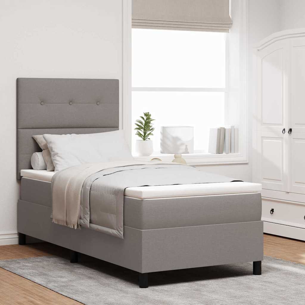 vidaXL Cama tipo Box Spring con cabecera Taupé 90 x 190 cm tela