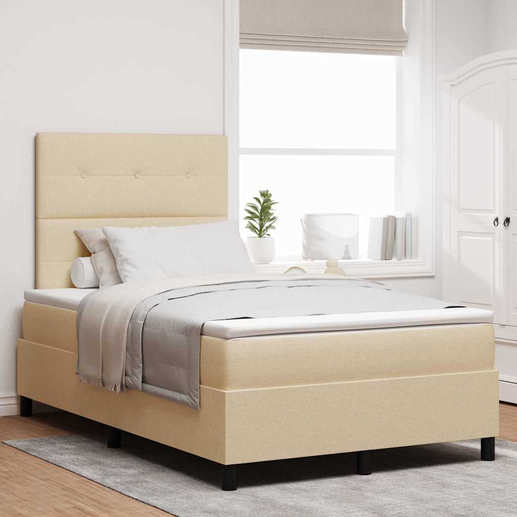 vidaXL Cama tipo Box Spring con cabecera Crema 120 x 190 cm tela