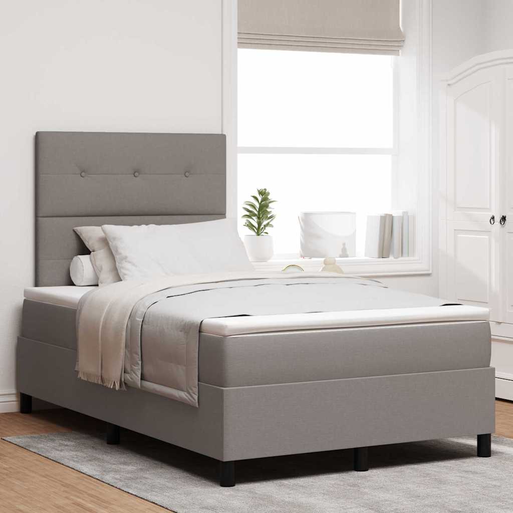 vidaXL Cama tipo Box Spring con cabecera Taupé 120 x 200 cm tela