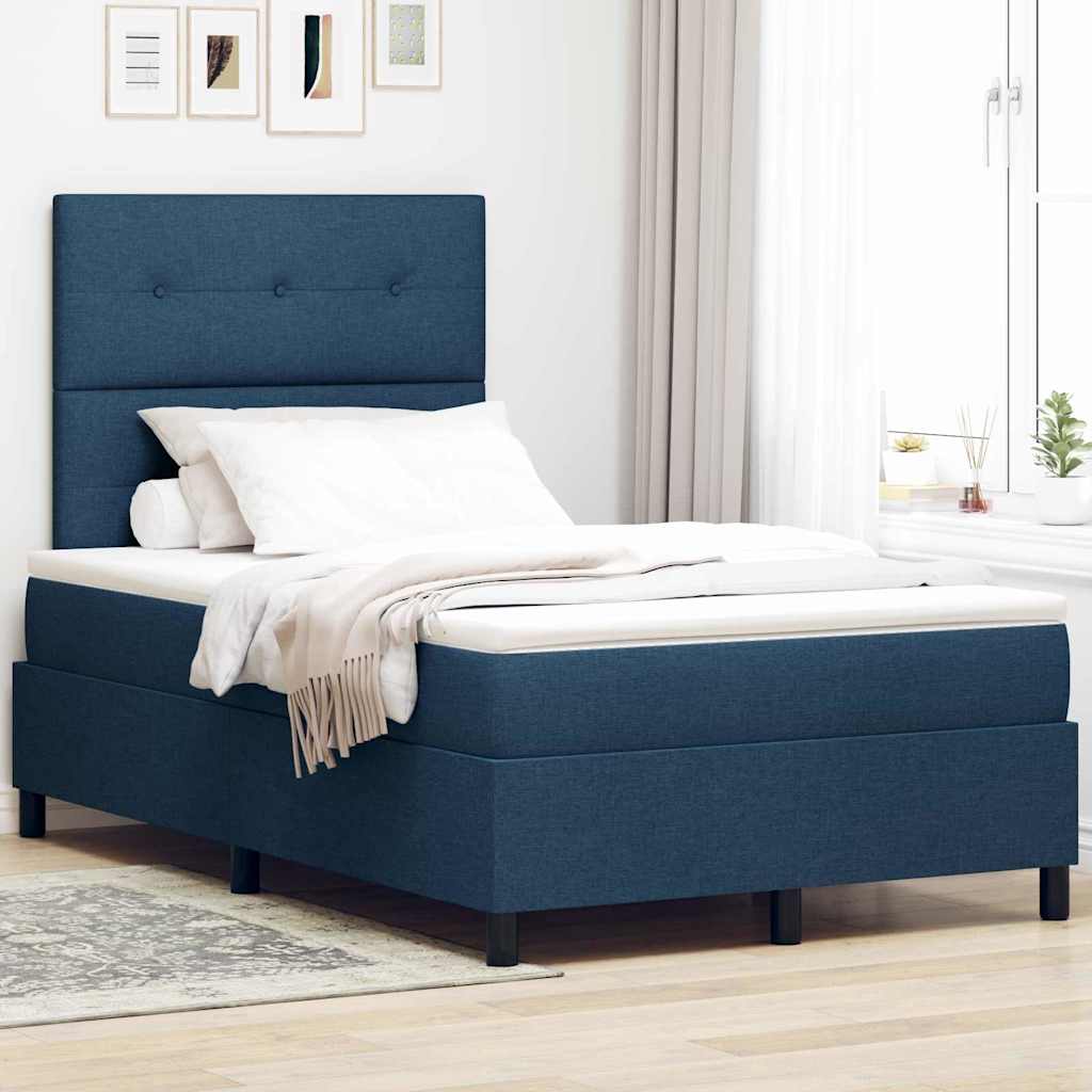 vidaXL Cama tipo Box Spring con cabecera Azul 120 x 200 cm tela