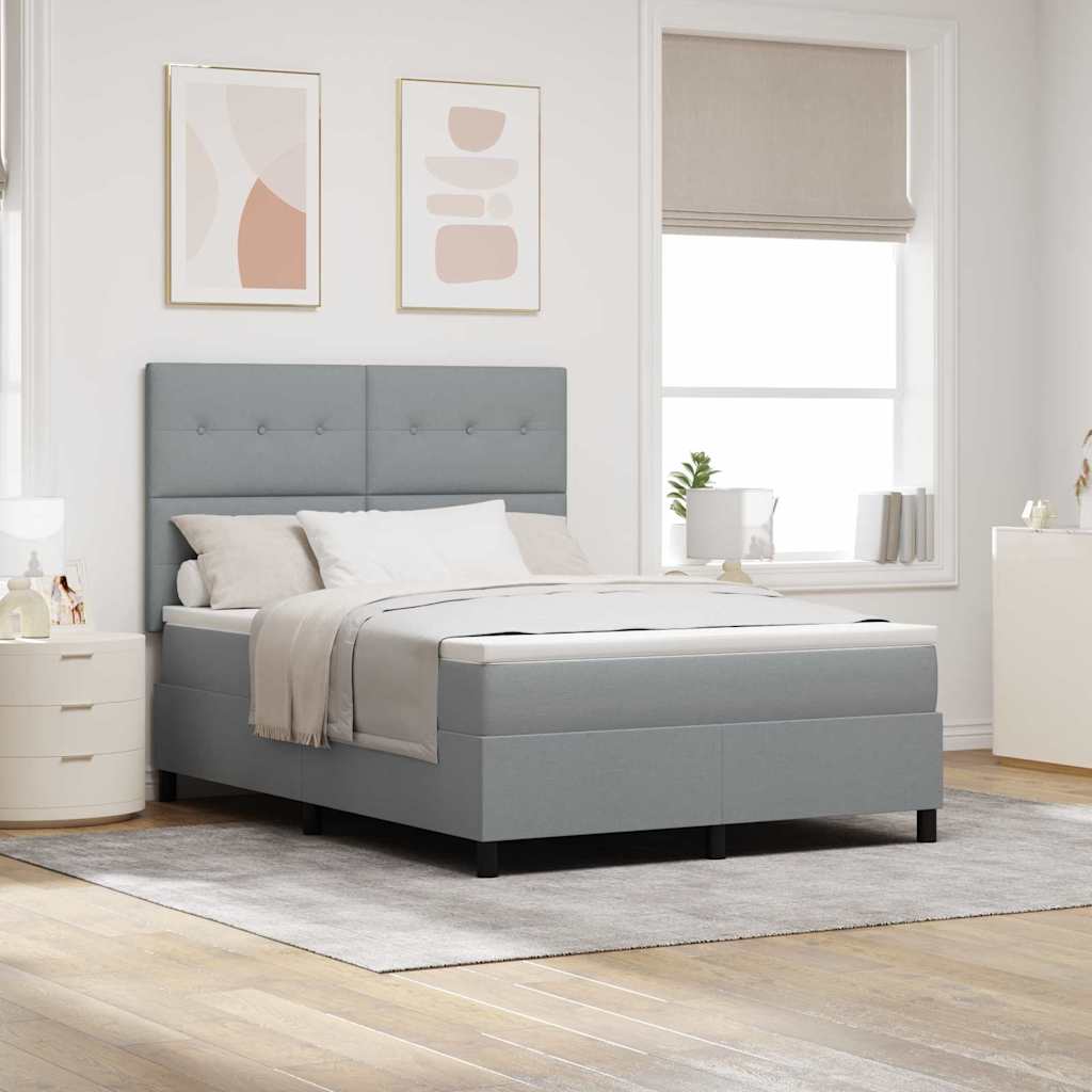 vidaXL Cama tipo Box Spring con cabecera Gris Claro 140 x 190 cm tela