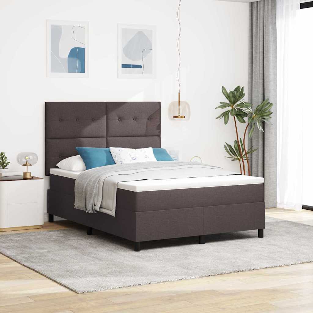 vidaXL Cama tipo Box Spring Marrón Oscuro 140 x 190 cm tela