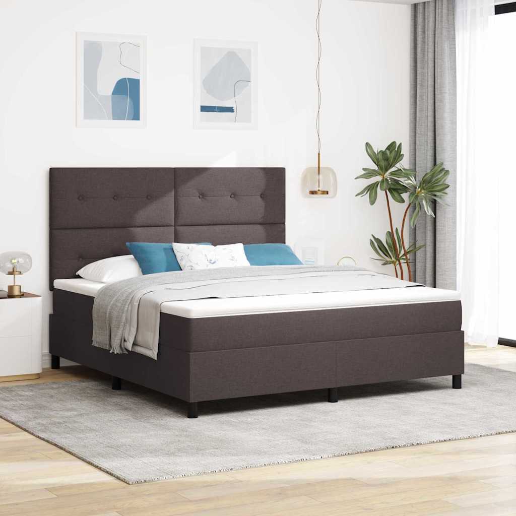 vidaXL Cama tipo Box Spring Marrón Oscuro 180 x 200 cm tela