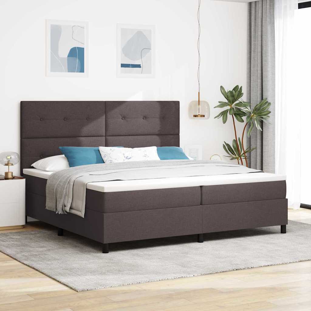 vidaXL Cama tipo Box Spring Marrón Oscuro 200 x 200 cm tela