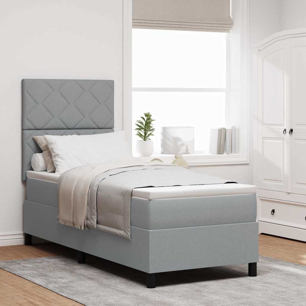 vidaXL Cama tipo Box Spring con cabecera Gris Claro 80 x 200 cm tela