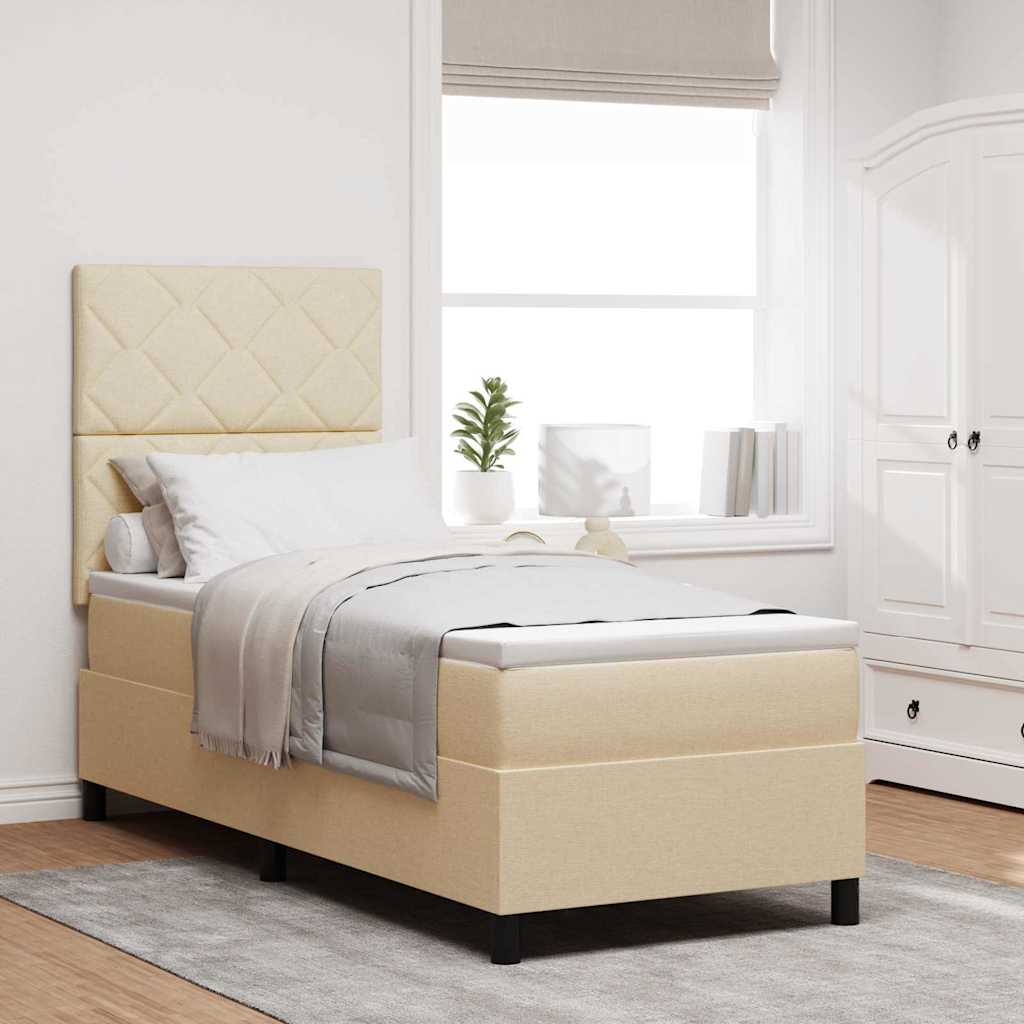 vidaXL Cama tipo Box Spring con cabecera Crema 80 x 200 cm tela
