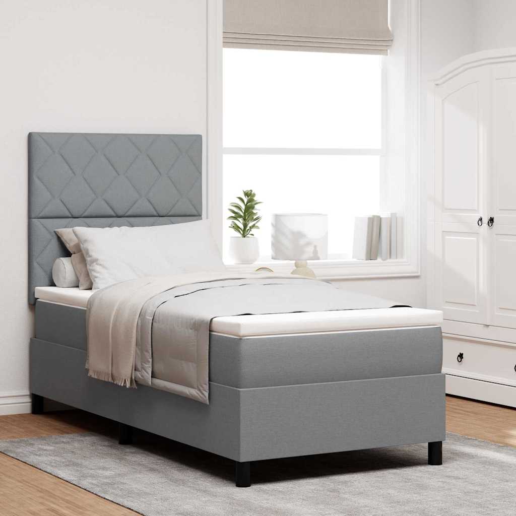 vidaXL Cama tipo Box Spring con cabecera Gris Claro 90 x 200 cm tela