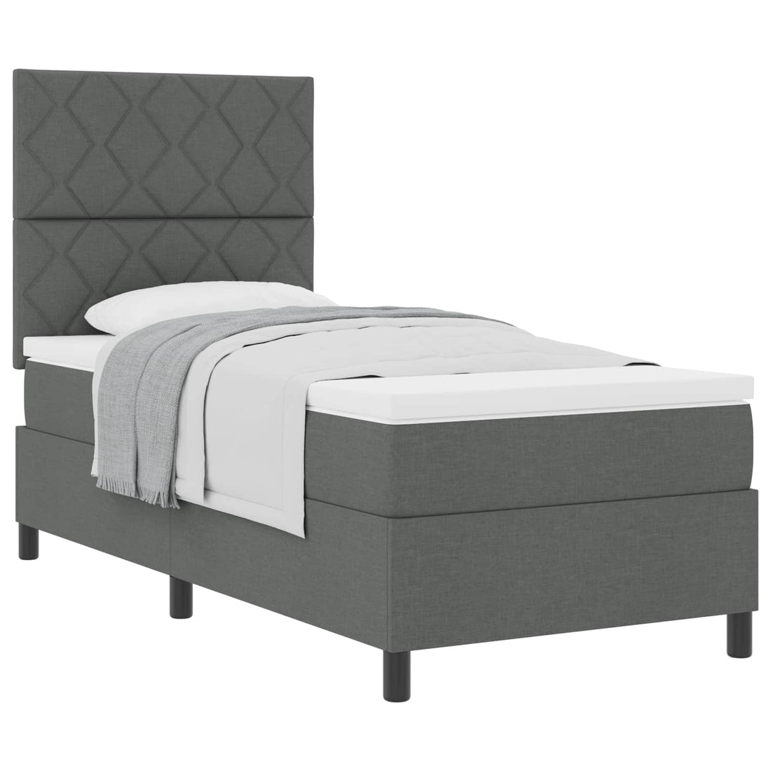 vidaXL Cama tipo Box Spring con cabecera Gris oscuro 100 x 200 cm tela