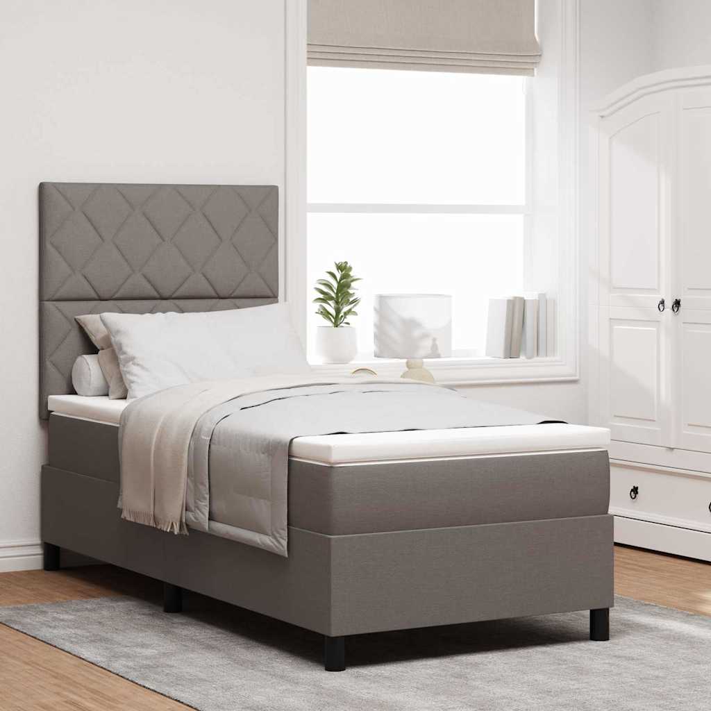 vidaXL Cama tipo Box Spring con cabecera Taupé 100 x 200 cm tela