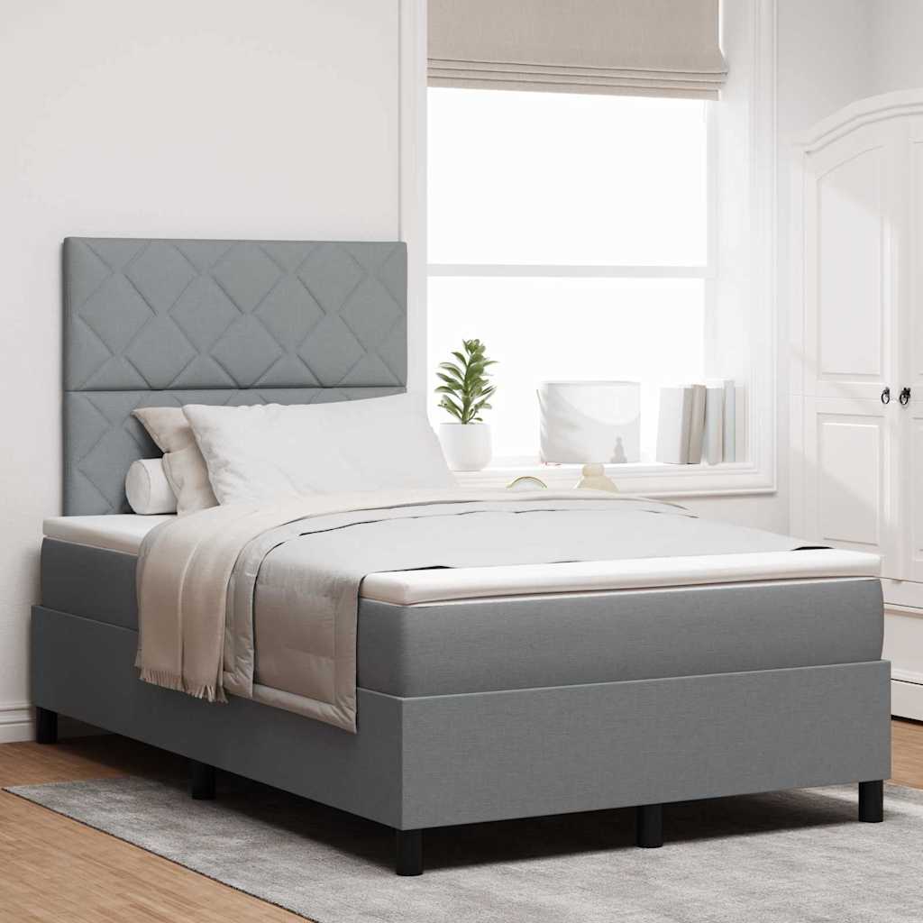 vidaXL Cama tipo Box Spring con cabecera Gris Claro 120 x 190 cm tela