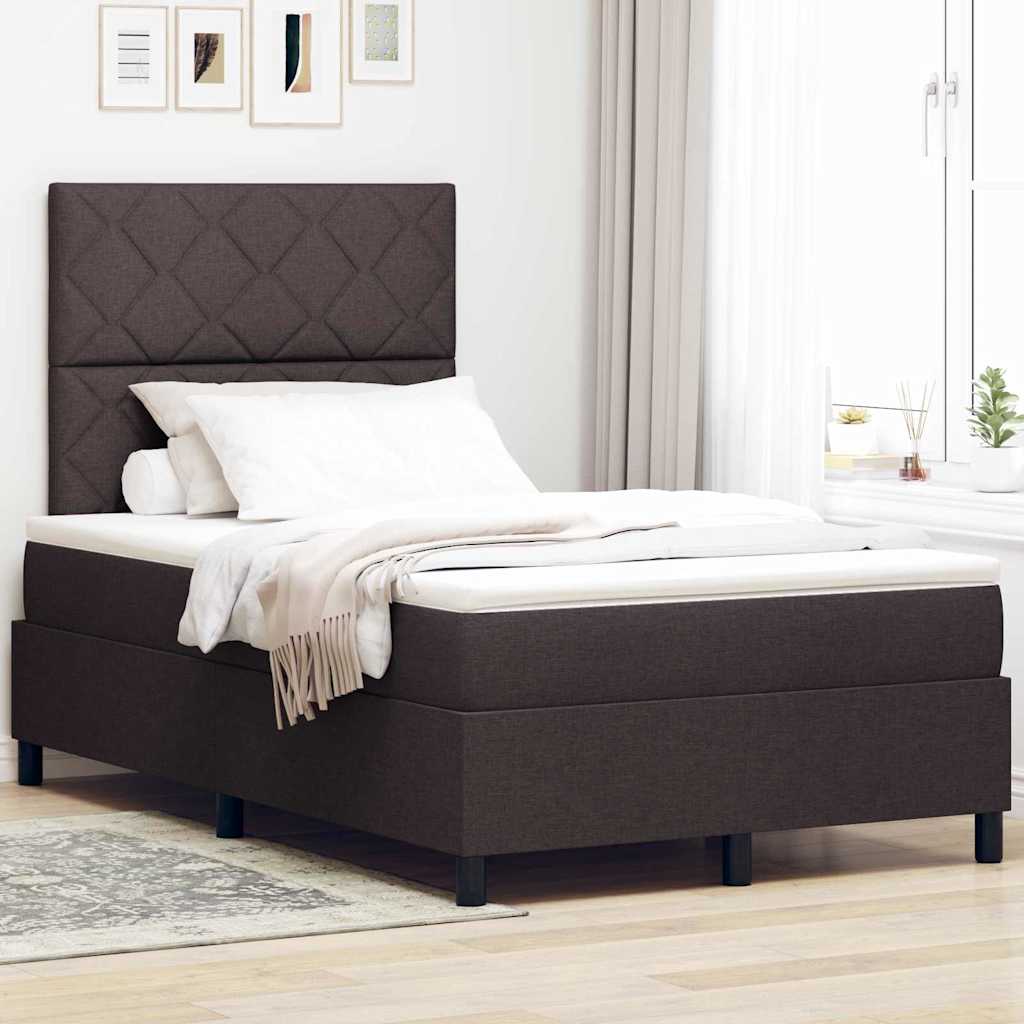 vidaXL Cama tipo Box Spring Marrón Oscuro 120 x 190 cm tela