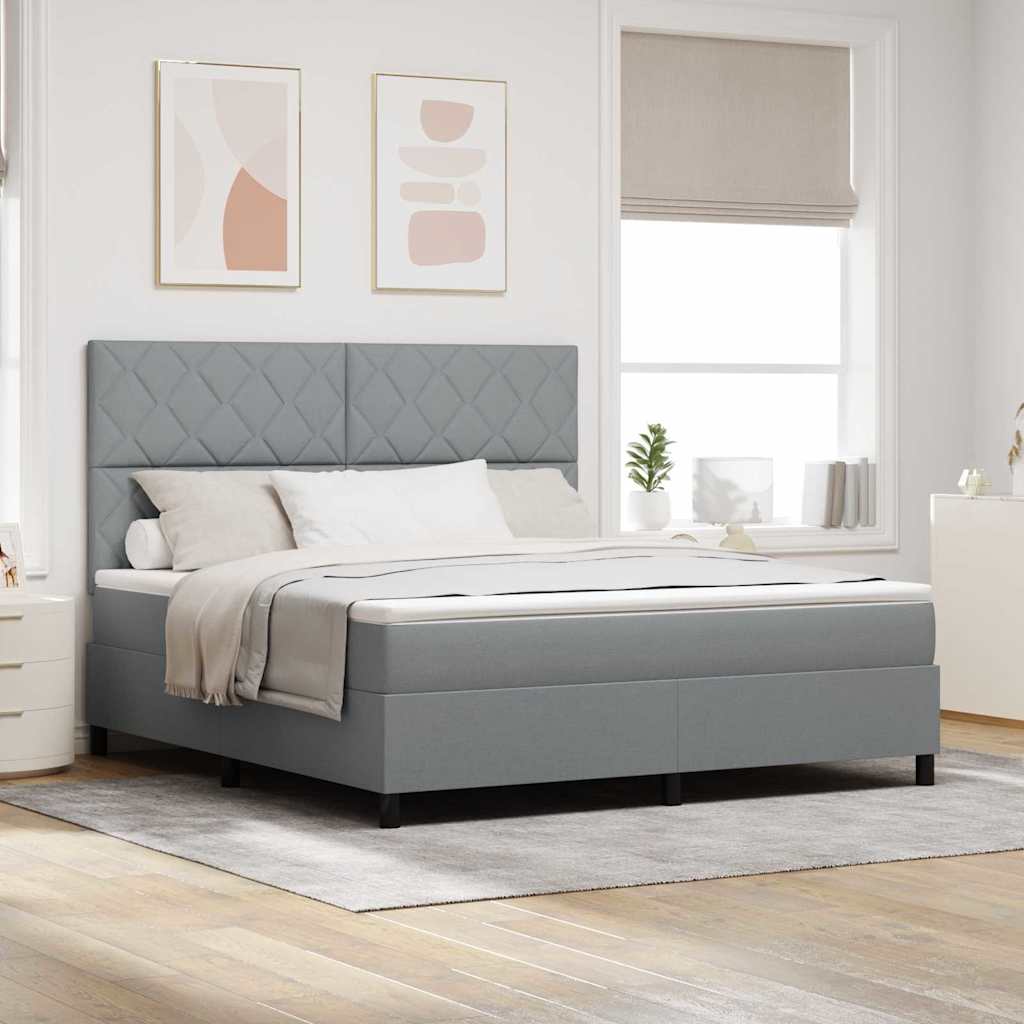 vidaXL Cama tipo Box Spring con cabecera Gris Claro 180 x 200 cm tela