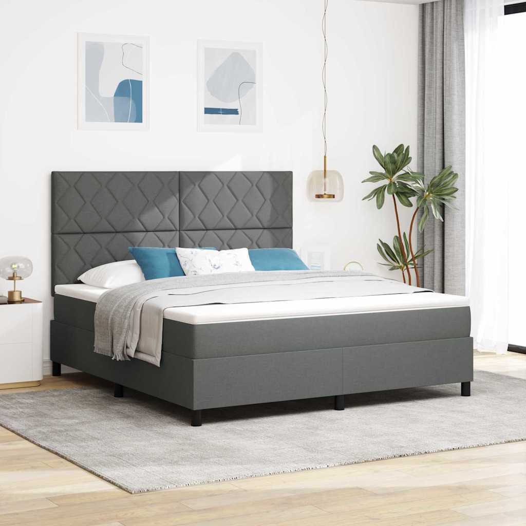 vidaXL Cama tipo Box Spring con cabecera Gris oscuro 180 x 200 cm tela