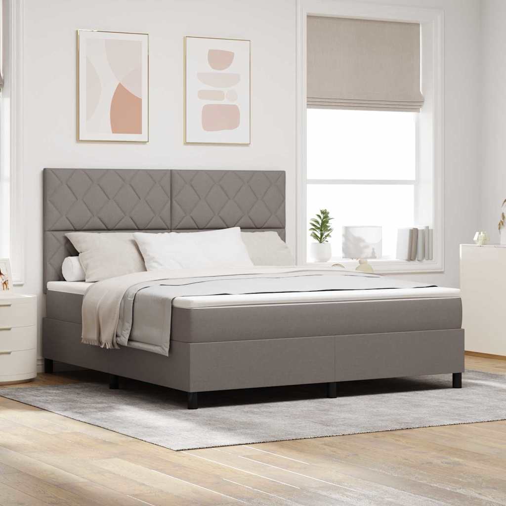 vidaXL Cama tipo Box Spring con cabecera Taupé 180 x 200 cm tela