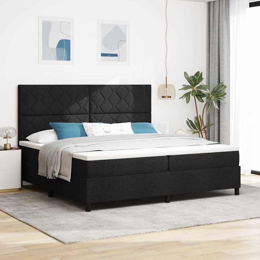 vidaXL Cama tipo Box Spring con cabecera Negro 200 x 200 cm tela
