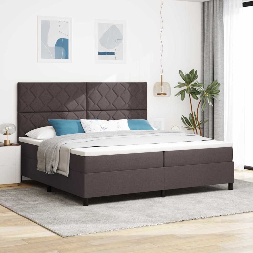 vidaXL Cama tipo Box Spring Marrón Oscuro 200 x 200 cm tela