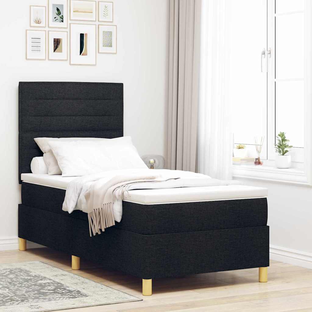vidaXL Cama tipo Box Spring con colchón Negro 90 x 190 cm tela