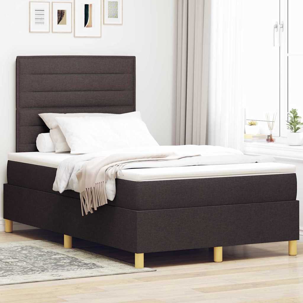 vidaXL Cama tipo Box Spring Marrón Oscuro 120 x 190 cm tela