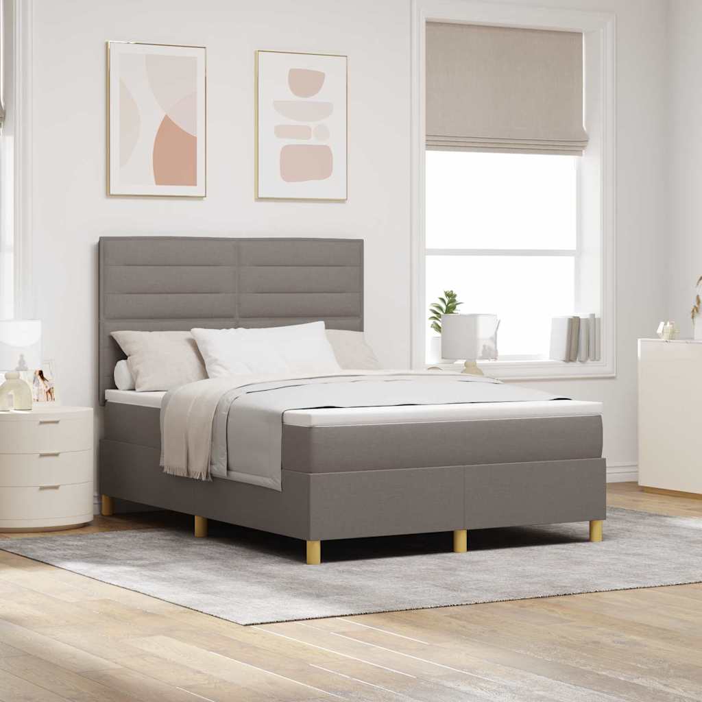 vidaXL Cama tipo Box Spring con cabecera Taupé 140 x 190 cm tela