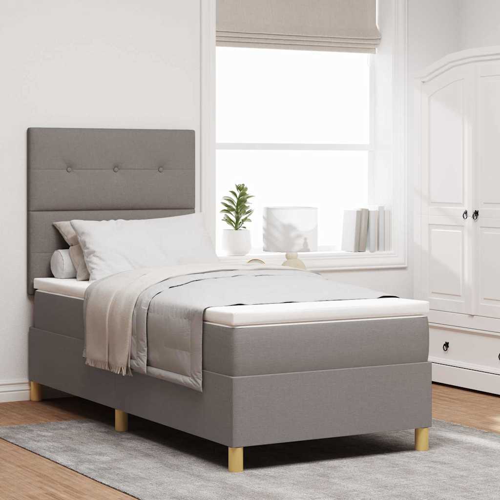vidaXL Cama tipo Box Spring con cabecera Taupé 90 x 190 cm tela