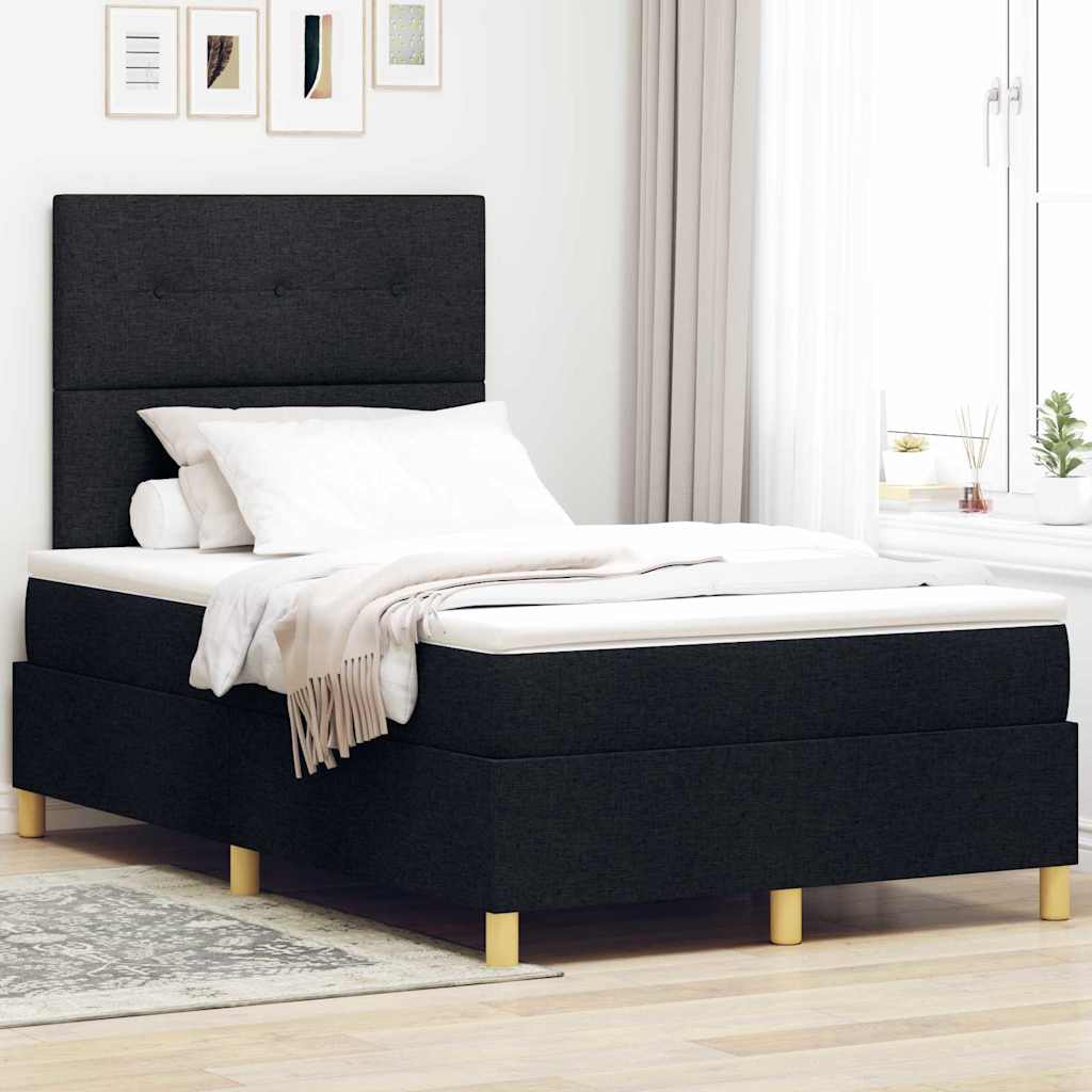 vidaXL Cama tipo Box Spring con cabecera Negro 120 x 190 cm tela