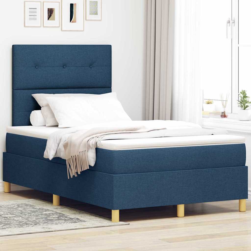 vidaXL Cama tipo Box Spring con cabecera Azul 120 x 200 cm tela