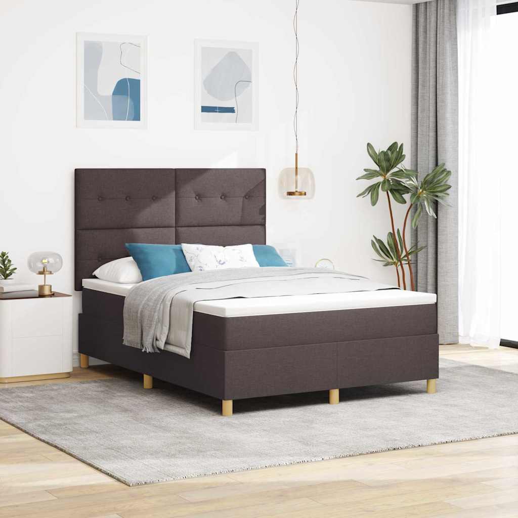 vidaXL Cama tipo Box Spring Marrón Oscuro 140 x 200 cm tela