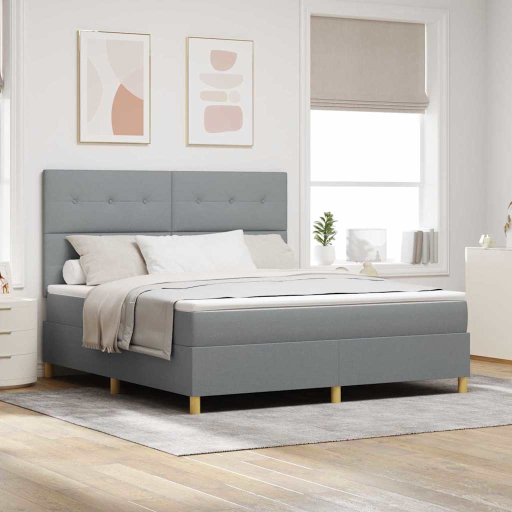 vidaXL Cama tipo Box Spring con cabecera Gris Claro 180 x 200 cm tela
