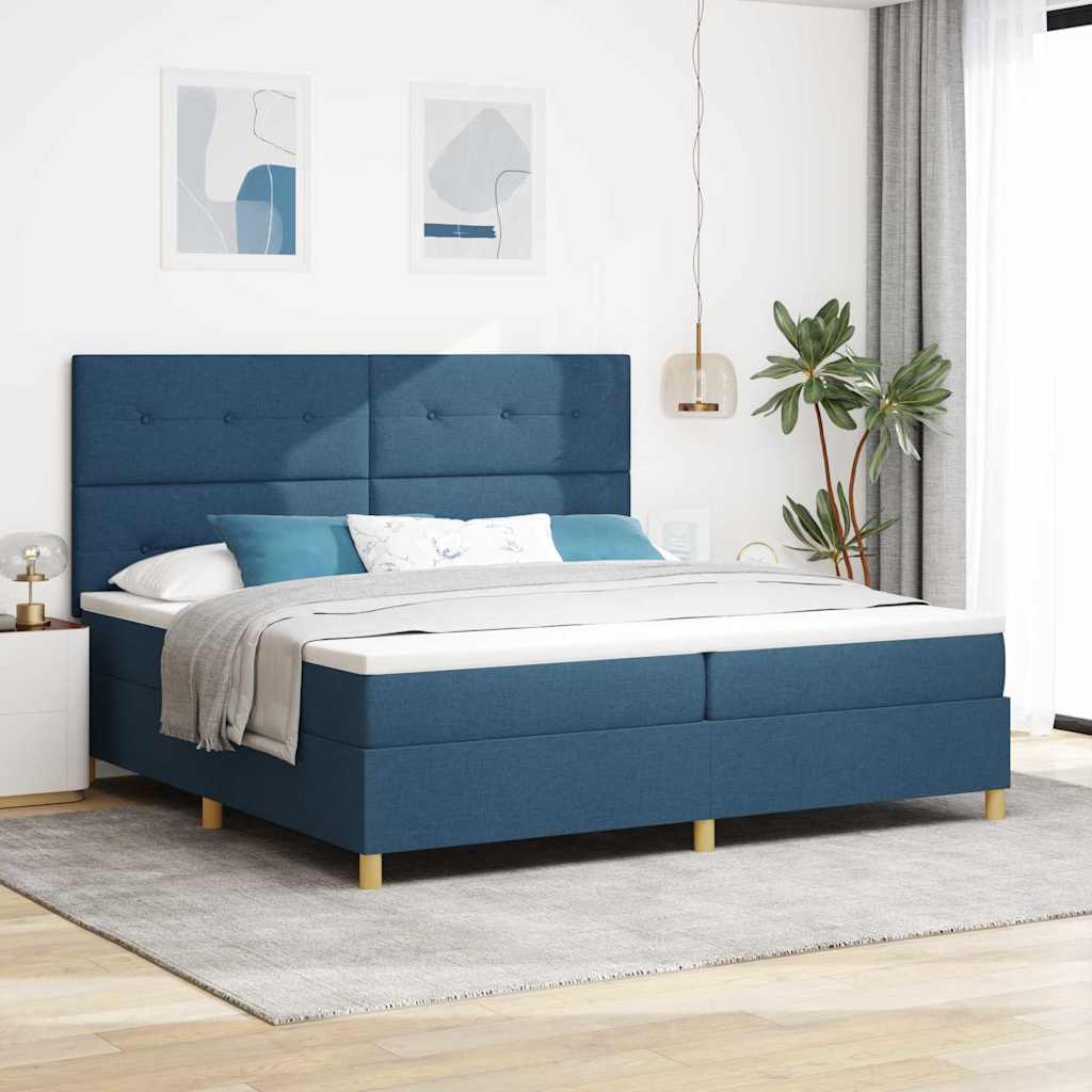 vidaXL Cama tipo Box Spring con cabecera Azul 200 x 200 cm tela