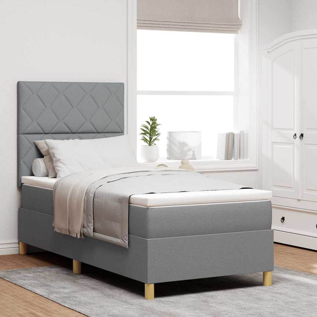 vidaXL Cama tipo Box Spring con cabecera Gris Claro 100 x 200 cm tela
