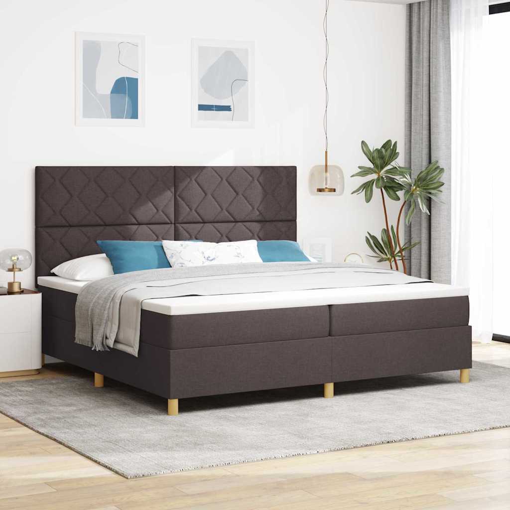 vidaXL Cama tipo Box Spring Marrón Oscuro 200 x 200 cm tela