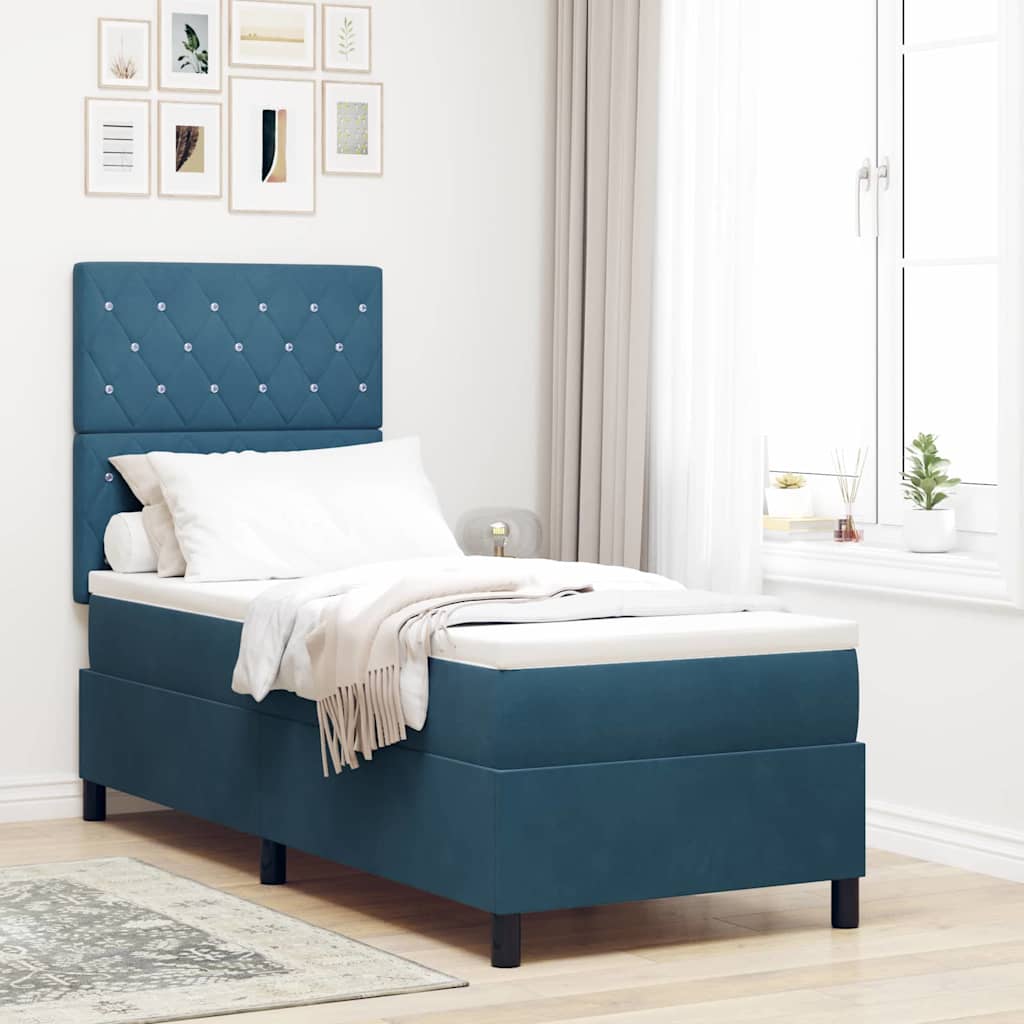 vidaXL Cama tipo Box Spring Azul Oscuro 80 x 200 cm Terciopelo