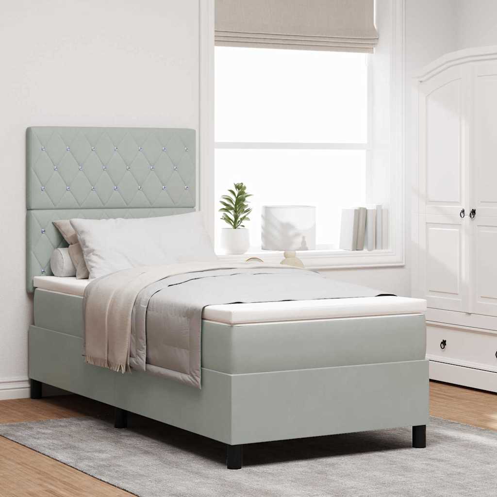 vidaXL Cama tipo Box Spring Gris Claro 90 x 190 cm Terciopelo