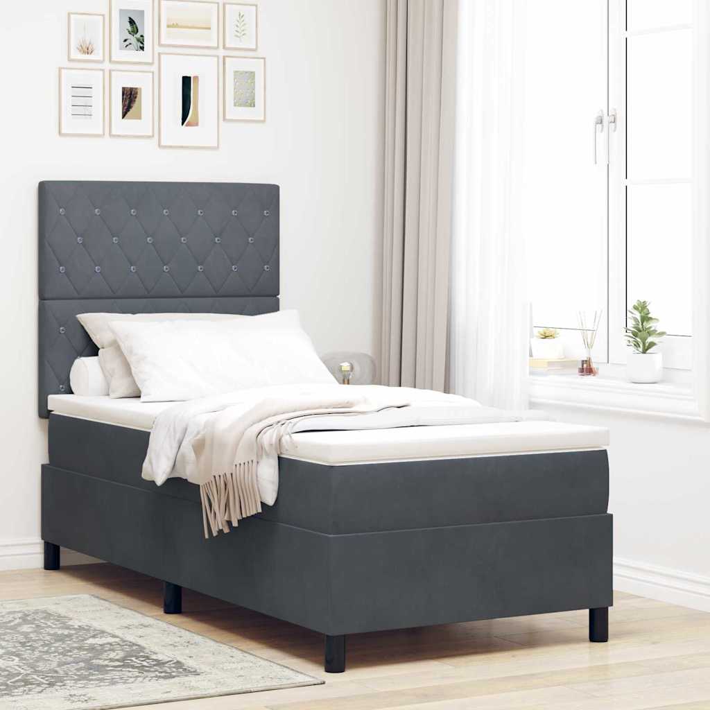 vidaXL Cama tipo Box Spring Gris oscuro 90 x 190 cm Terciopelo