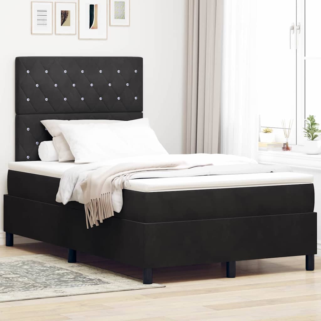 vidaXL Cama tipo Box Spring con colchón Negro 120 x 200 cm Terciopelo