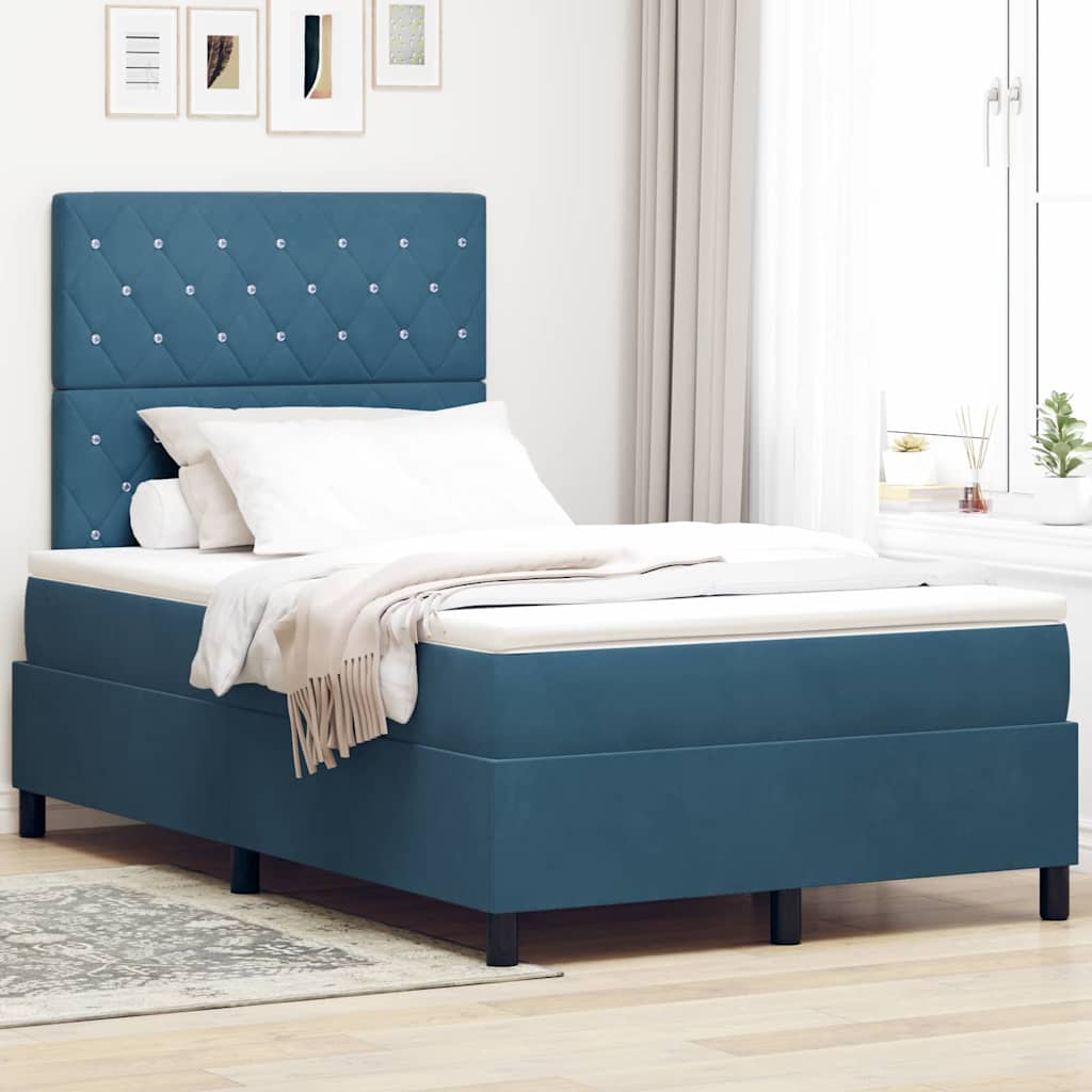 vidaXL Cama tipo Box Spring Azul Oscuro 120 x 200 cm Terciopelo