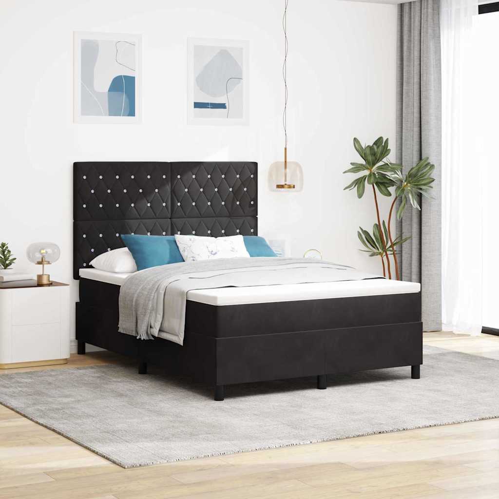 vidaXL Cama tipo Box Spring con colchón Negro 140 x 190 cm Terciopelo