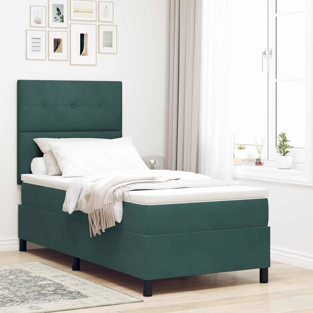 vidaXL Cama tipo Box Spring Verde oscuro 80 x 200 cm Terciopelo