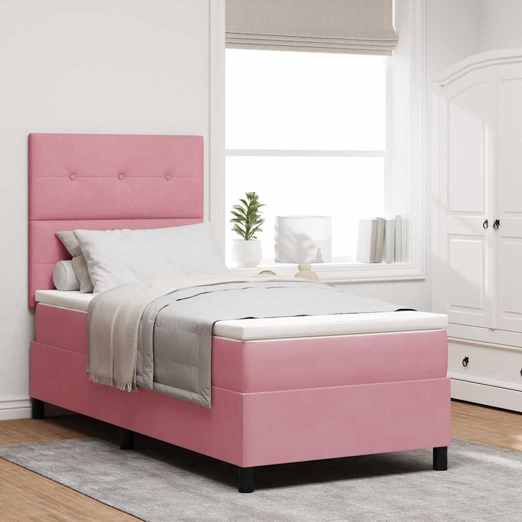 vidaXL Cama tipo Box Spring con cabecera Rosa 100 x 200 cm Terciopelo