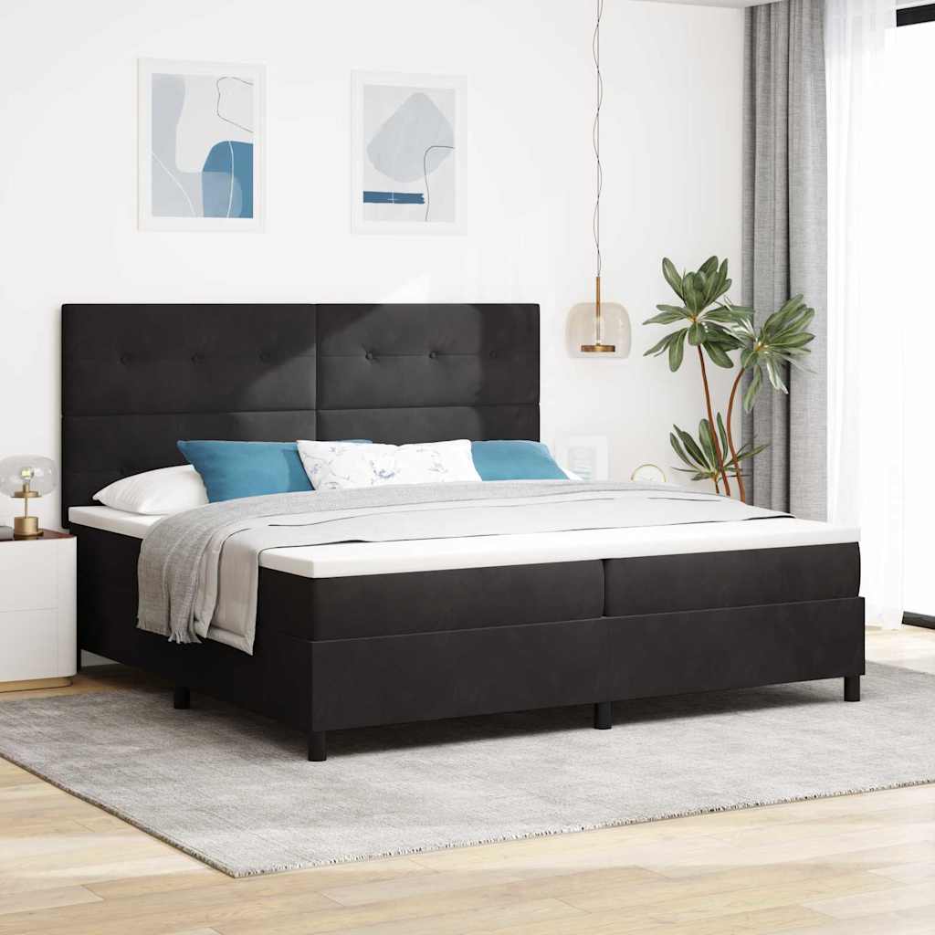 vidaXL Cama tipo Box Spring con cabecera Negro 200 x 200 cm Terciopelo