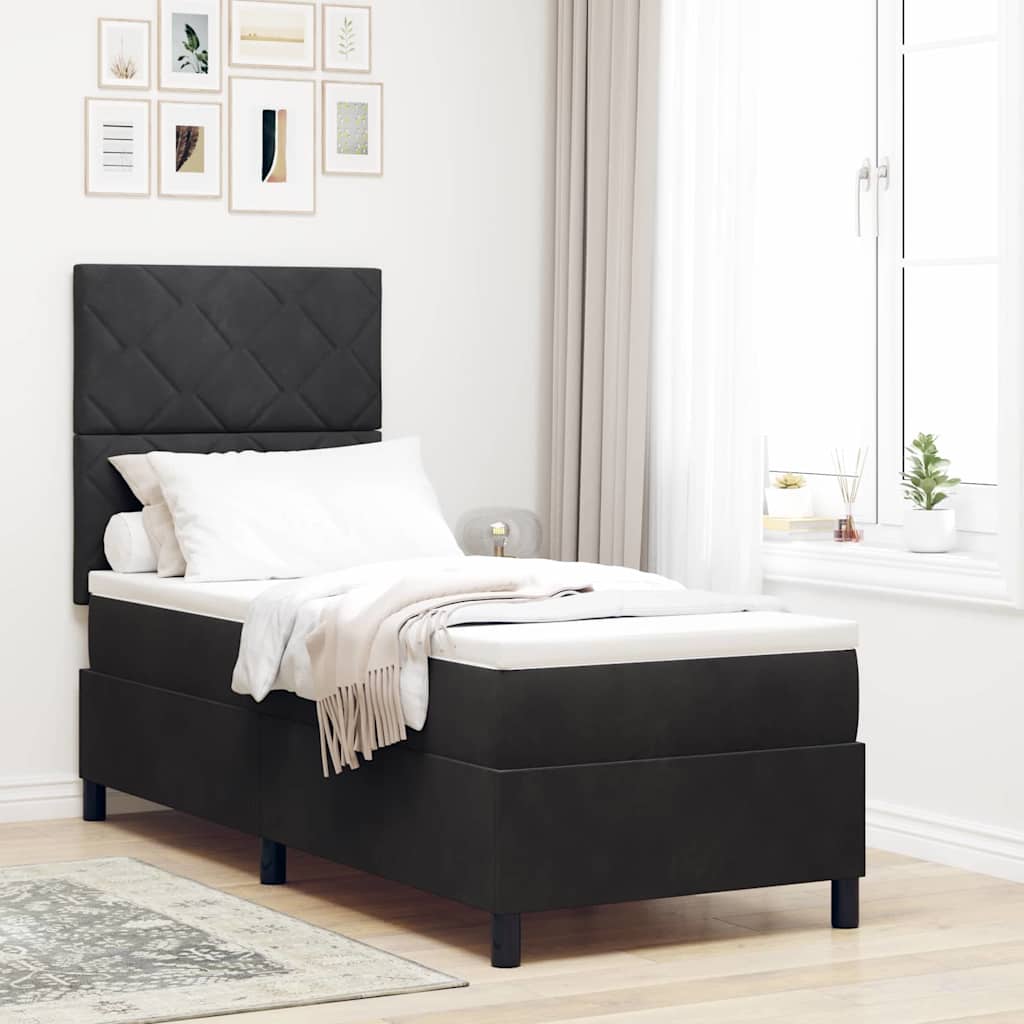 vidaXL Cama tipo Box Spring con cabecera Negro 80 x 200 cm Terciopelo