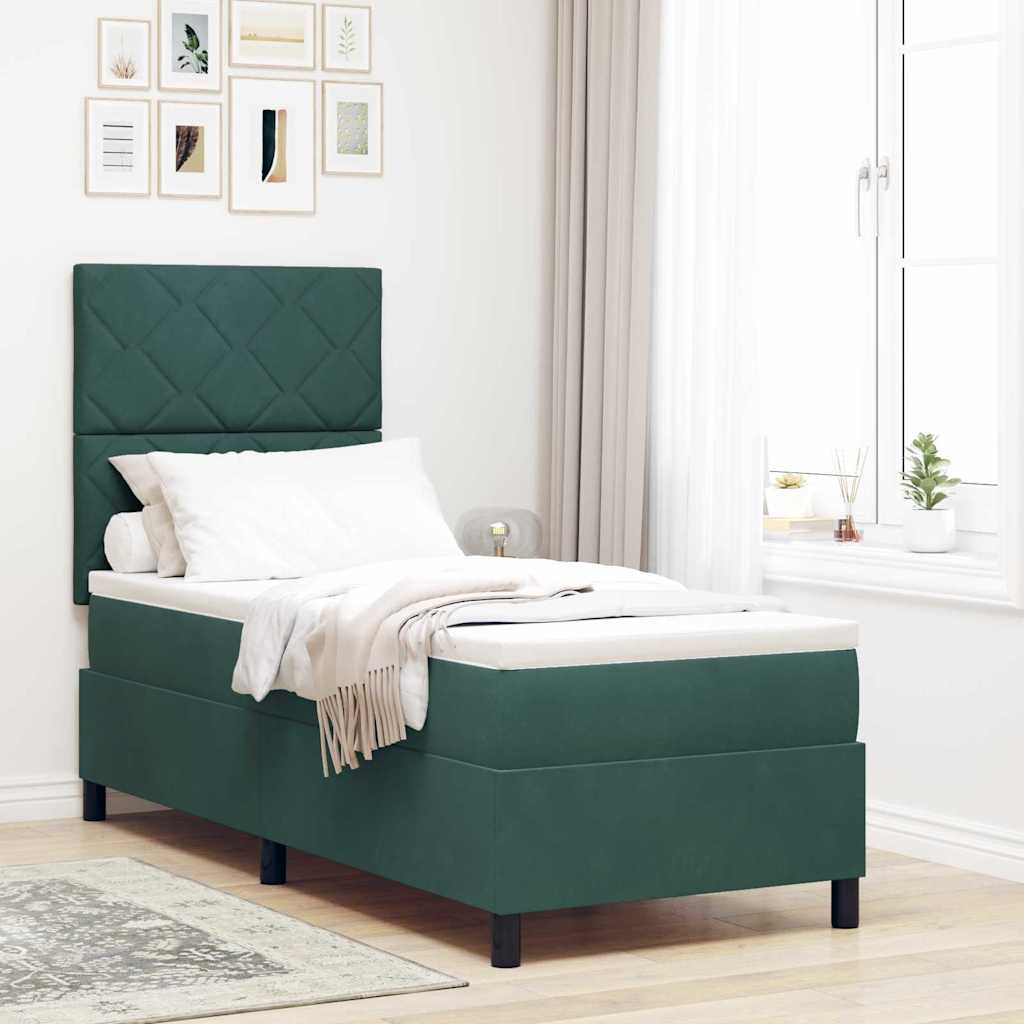 vidaXL Cama tipo Box Spring Verde oscuro 80 x 200 cm Terciopelo