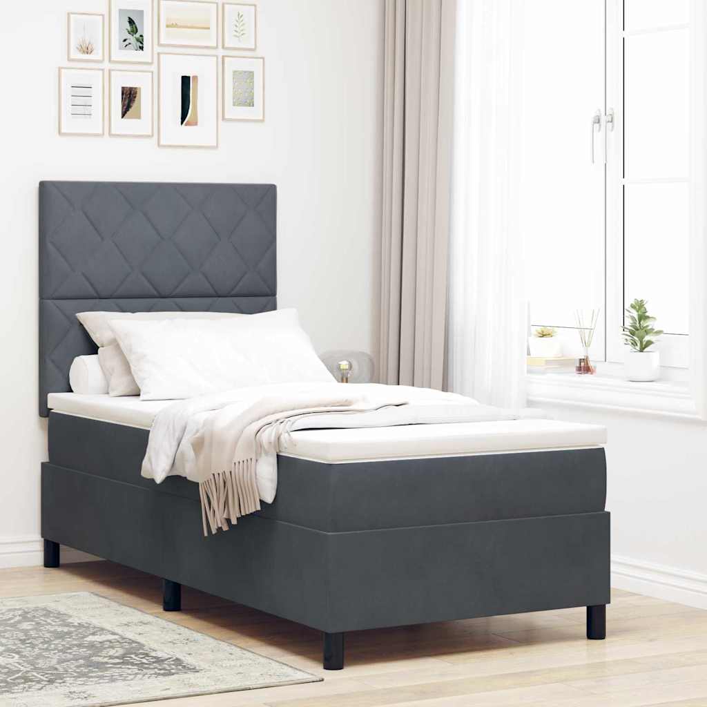 vidaXL Cama tipo Box Spring Gris oscuro 90 x 200 cm Terciopelo