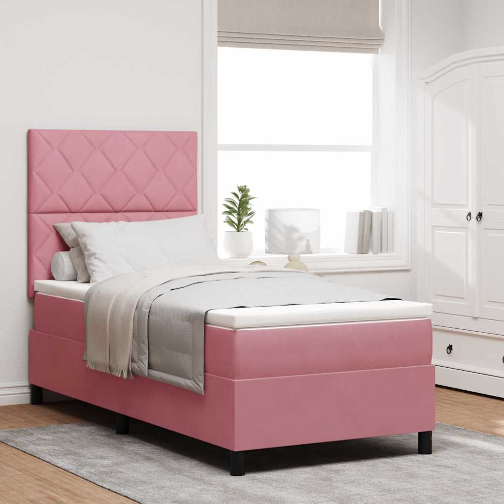 vidaXL Cama tipo Box Spring con cabecera Rosa 90 x 200 cm Terciopelo